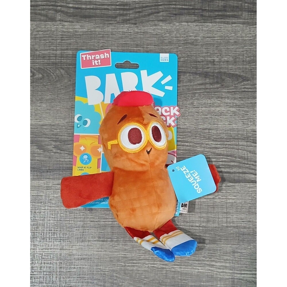 BARK Snack Pack Goober B.Nutty Dog Squeaky Plush Toy